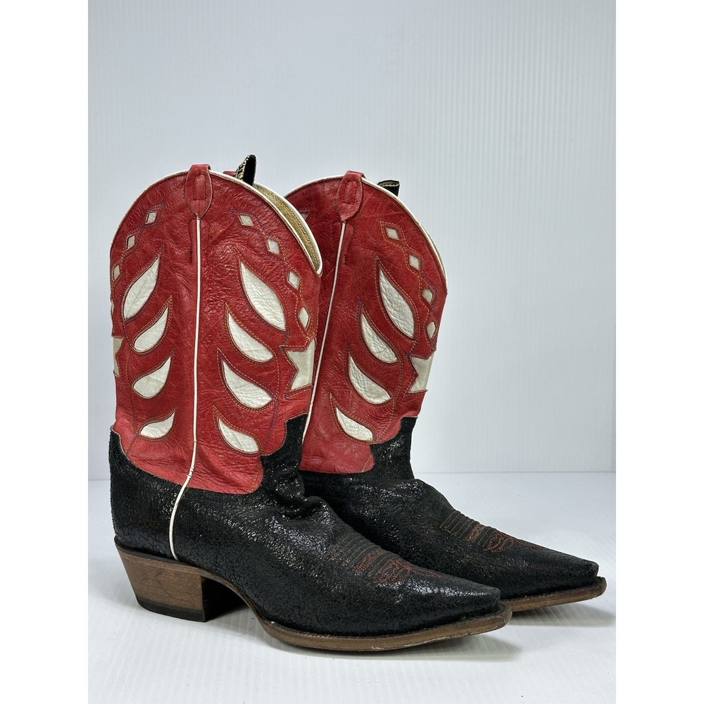 Justin Boots Vintage Collection Recreation Red White Black Cowboy Boots 9 B